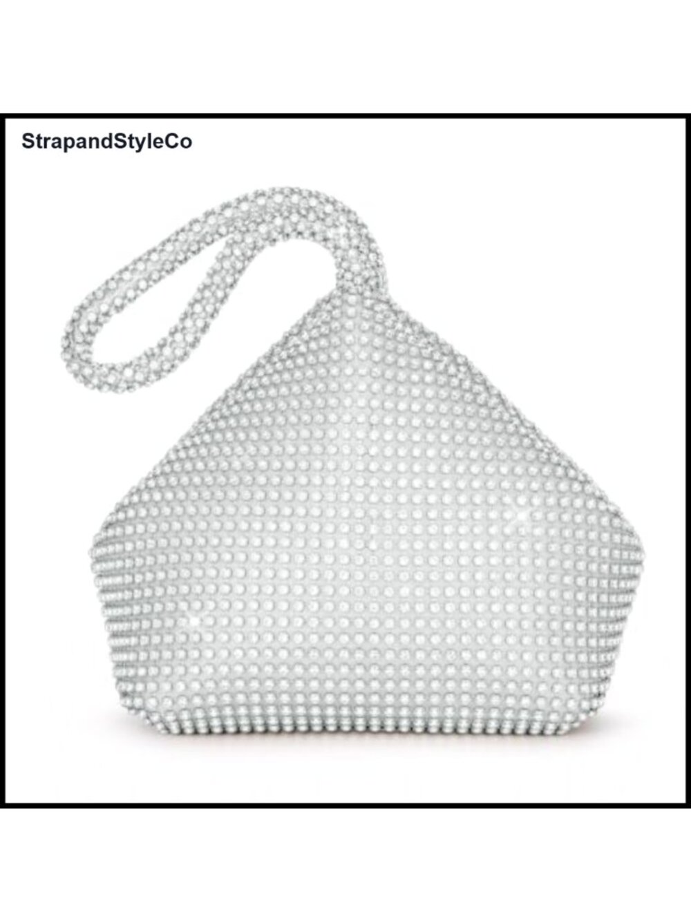 Rhinestone Satin Evening Clutch Triangular Sparkly Handbag